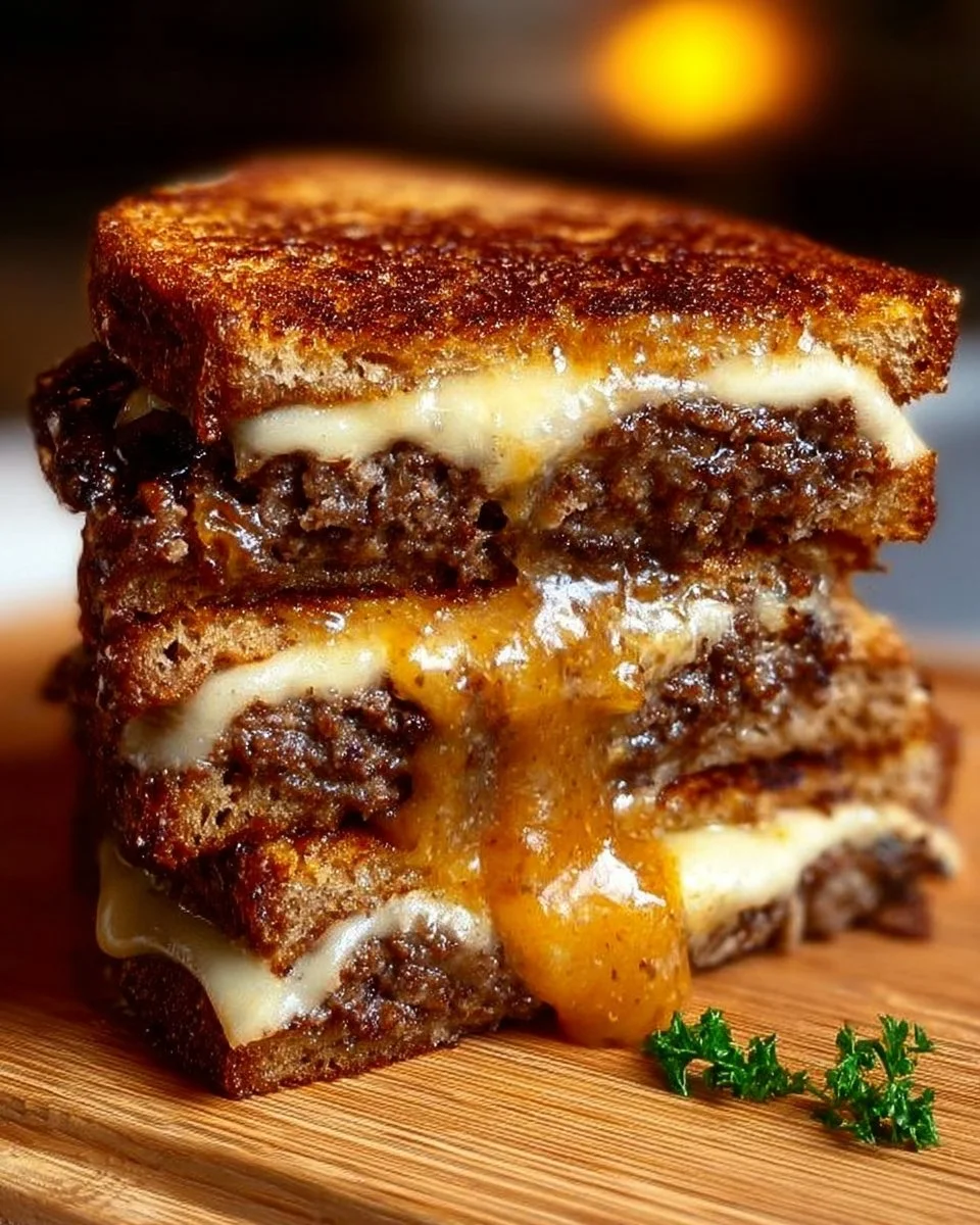 Patty Melt with Secret Sauce served on toasted bread