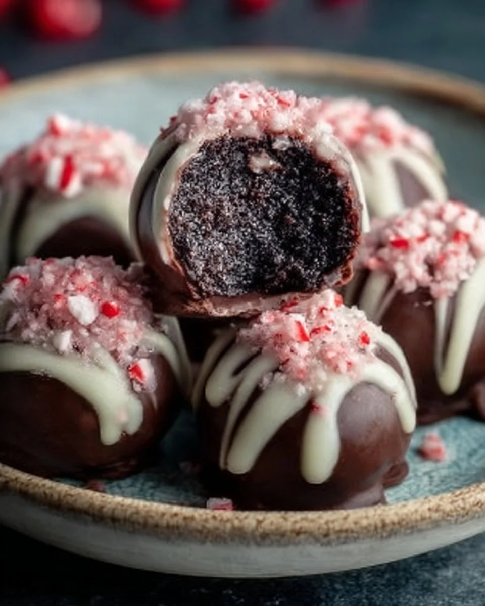 Delicious Peppermint Oreo Truffle Bites arranged on a festive plate
