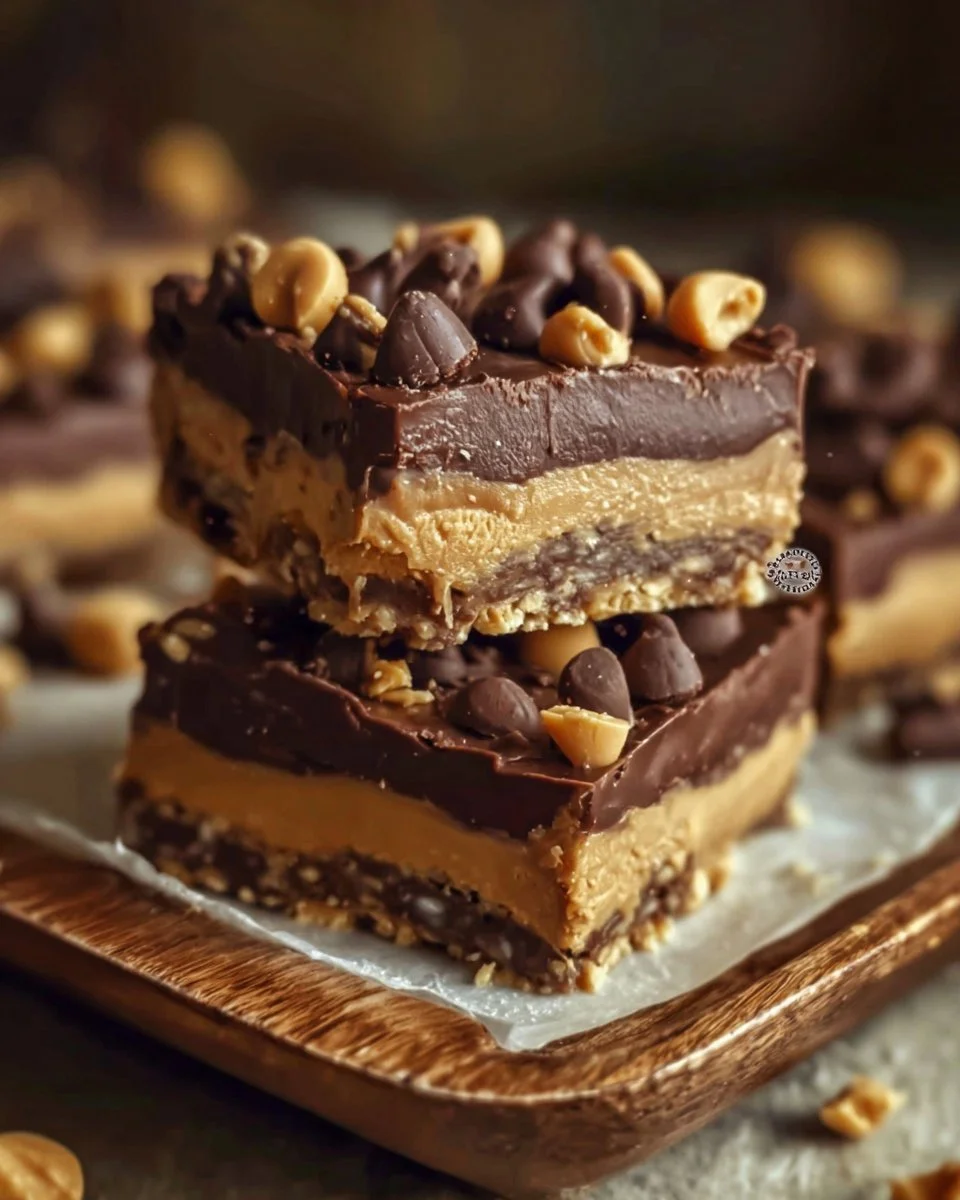 Delicious Reese's Peanut Butter No-Bake Bars ready to enjoy