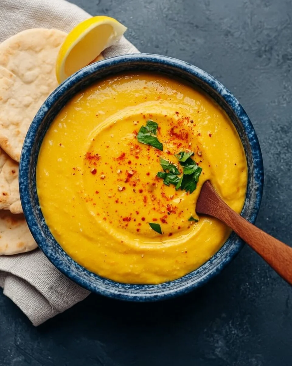 Vegan chickpea sauce served in a bowl with fresh herbs and spices