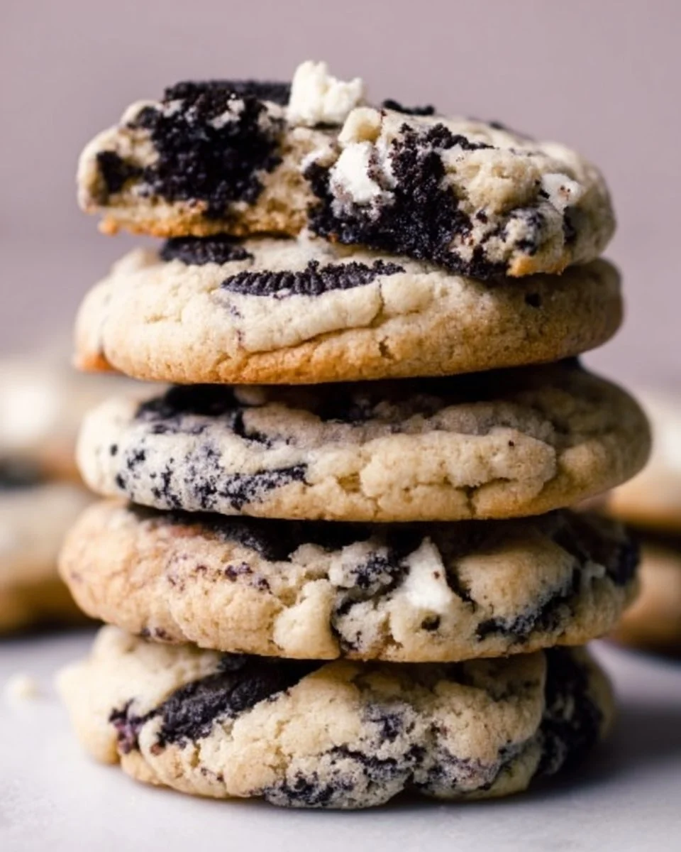 Delicious homemade Cookies and Cream Cookies on a plate