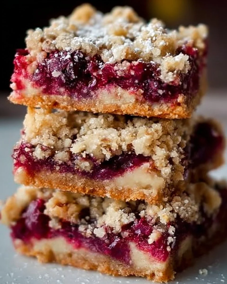 Cranberry Crumble Pie Bars with a golden crumble topping and tart cranberry filling