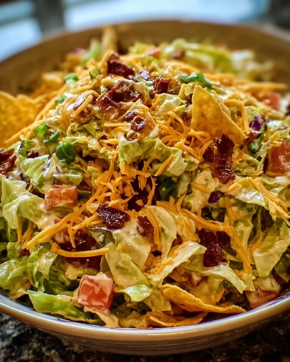 Crunchy Frito Cowboy Cabbage Salad with vibrant ingredients.