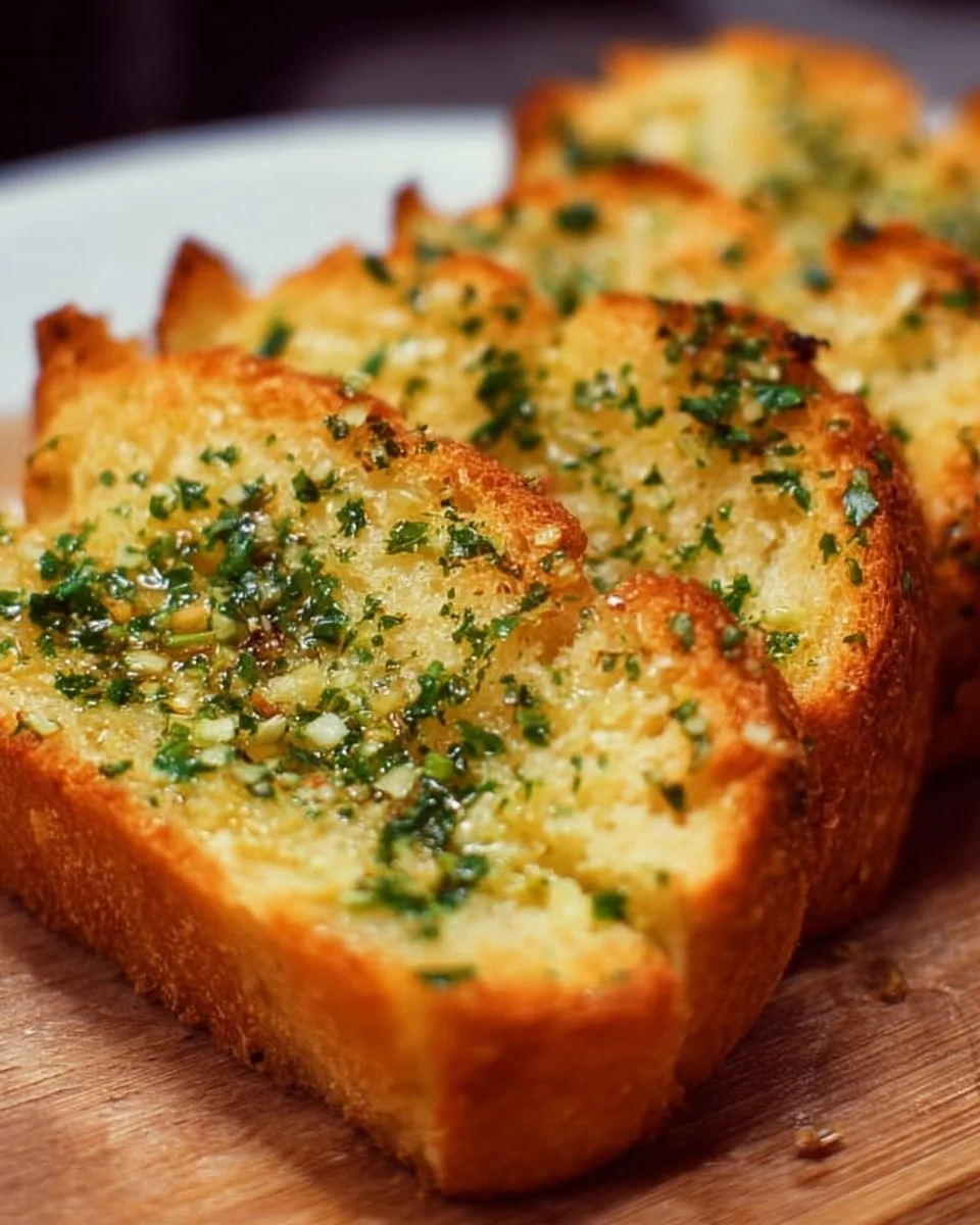 Delicious easy homemade garlic bread served with fresh herbs