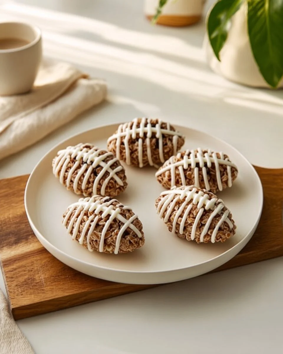 Football-shaped Rice Krispies Treats for game day snacks