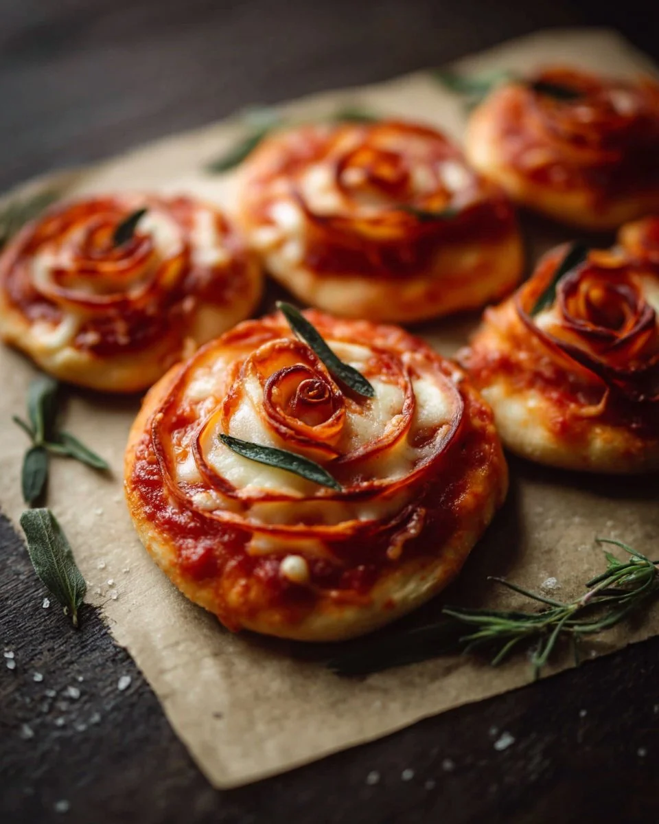 Healthy Valentine's Day pizza roses recipe with vibrant toppings