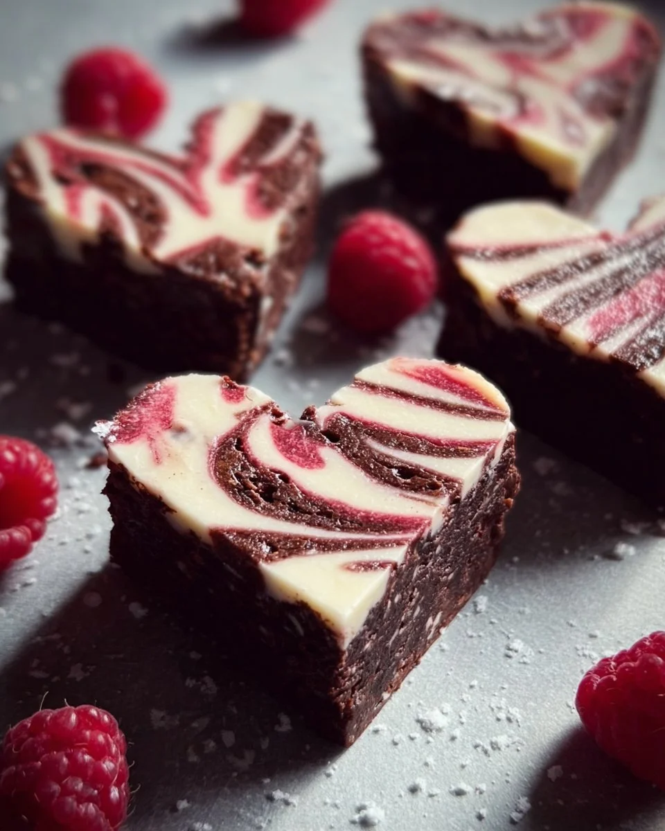 Heart-shaped brownies freshly baked and decorated for a special occasion
