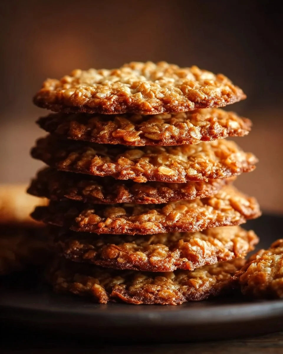 Delicious homemade oatmeal lace cookies on a baking tray.