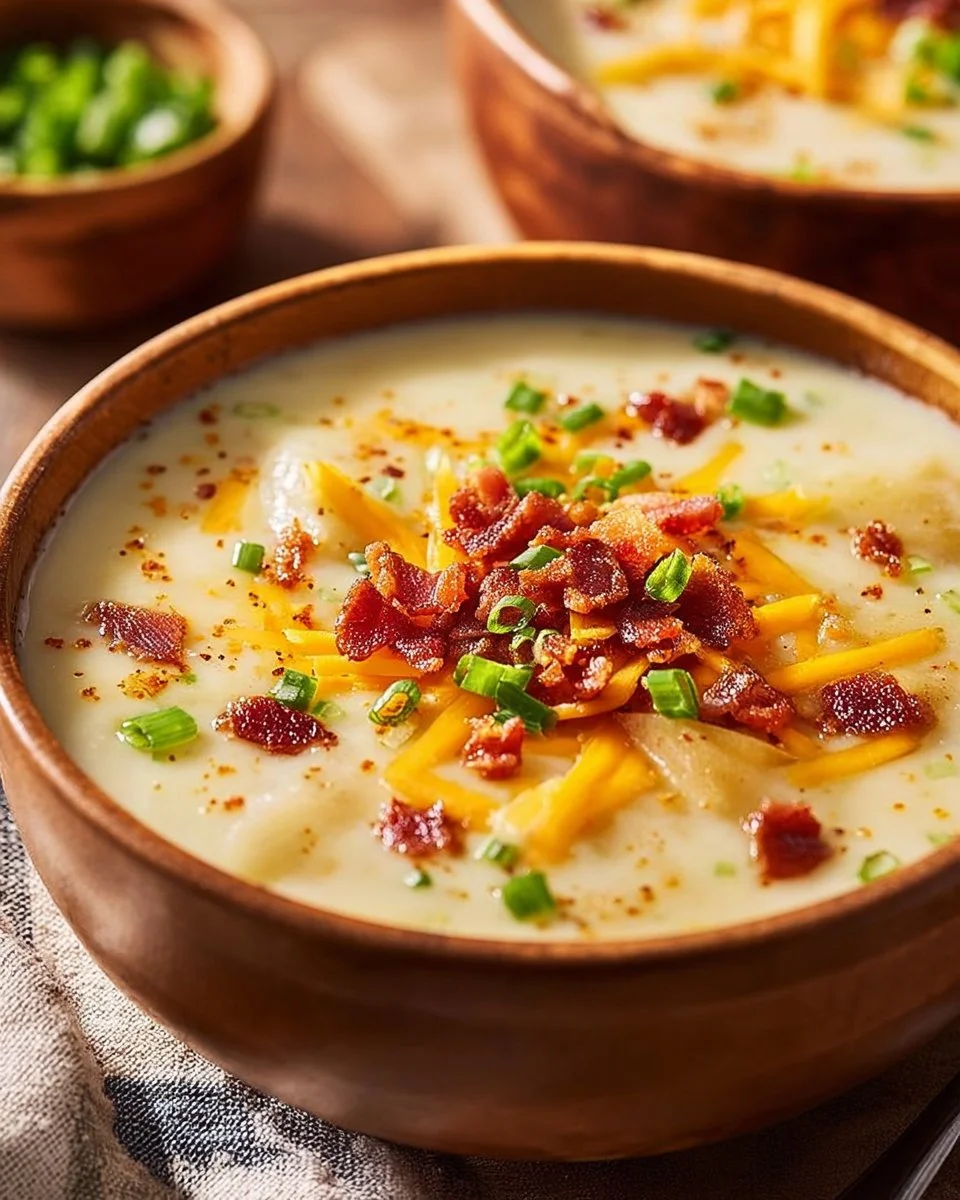 Instant Pot potato soup with cream cheese served in a bowl