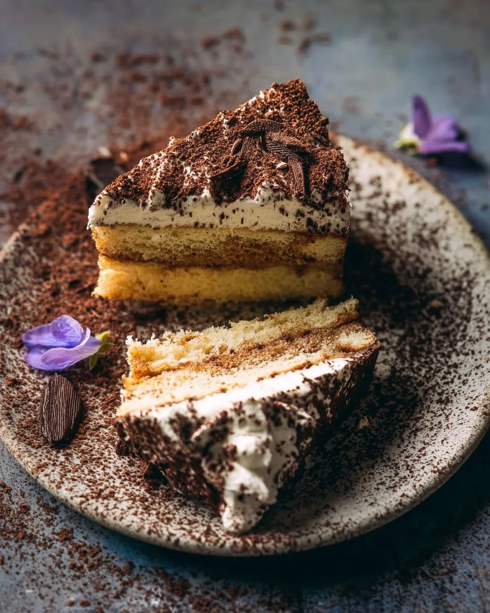 Delicious Vanilla Tiramisu Cake with layers of cream and coffee flavor