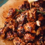 Crispy Air Fryer Chicken Thighs served with vegetables on a plate