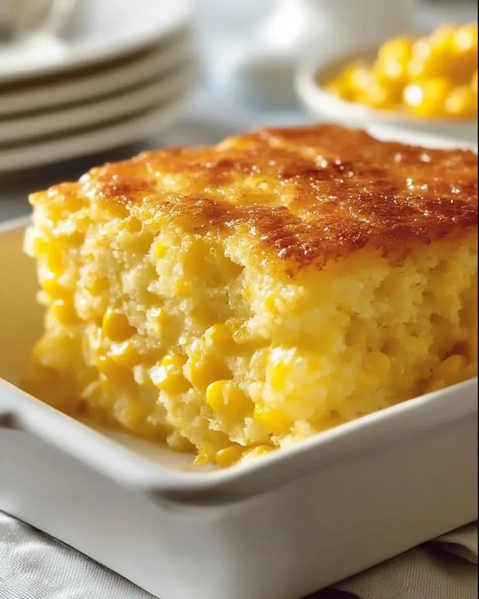 Easy Jiffy corn casserole made with sweet corn and creamy ingredients