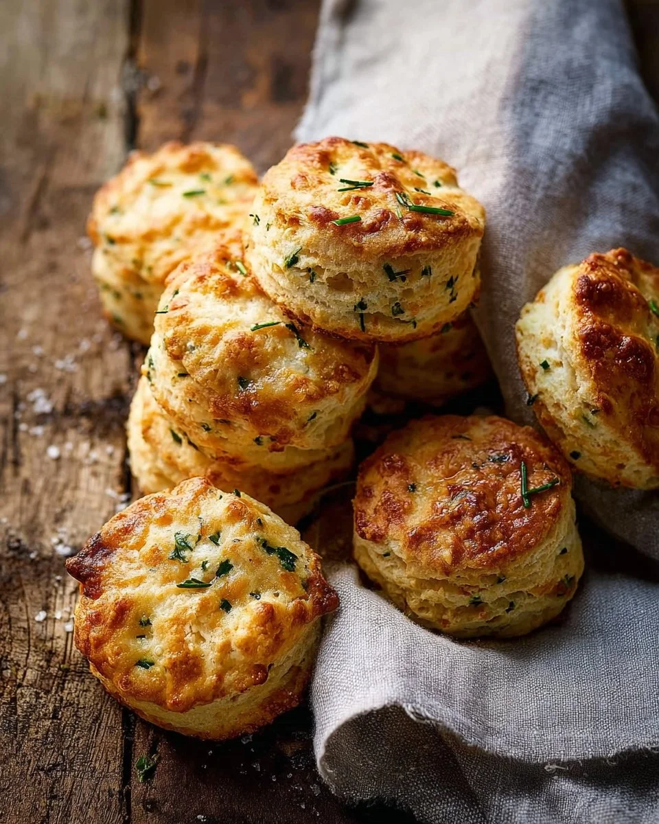 Homemade honey butter cheddar biscuits served on a rustic table