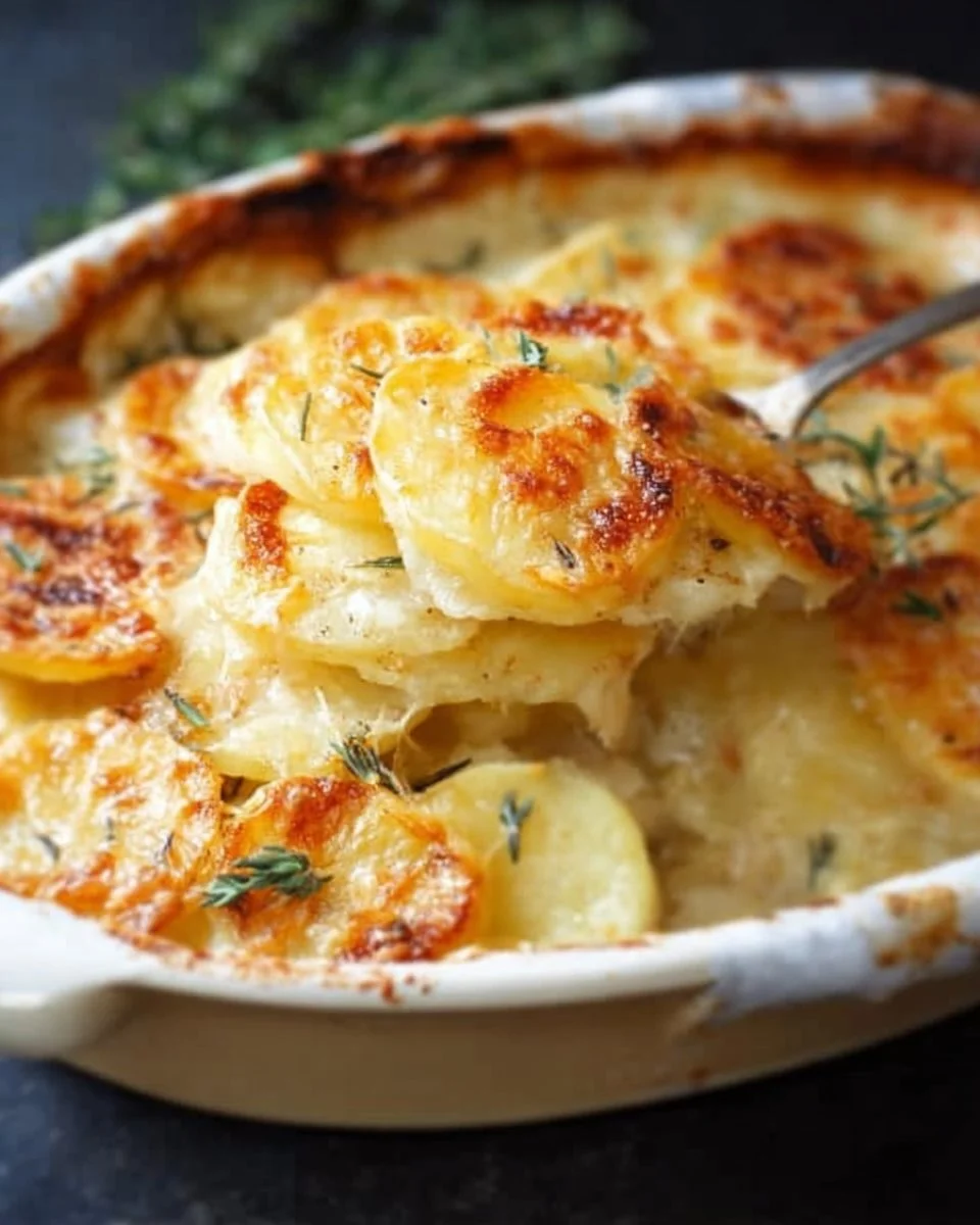 Creamy Italian scalloped potatoes served in a dish