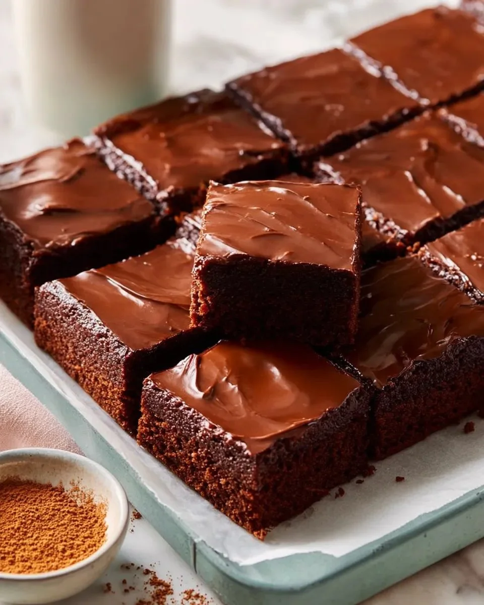 Delicious sweet potato brownies topped with chocolate frosting