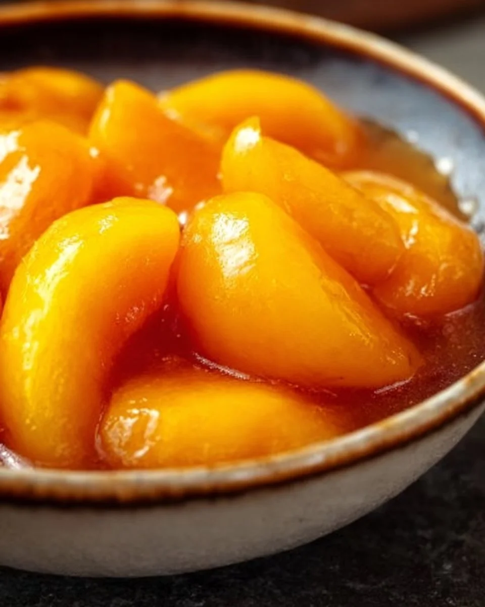 Easy homemade peach pie filling in a bowl with fresh peaches