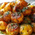 Delicious honey roasted baby potatoes with a golden glaze