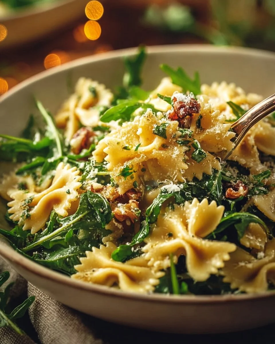 Delicious Lemon Arugula Pasta Salad featuring fresh ingredients and zesty flavors