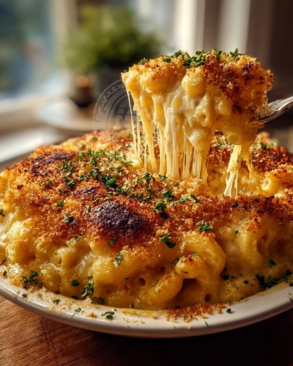 Delicious one pot baked macaroni and cheese served in a bowl