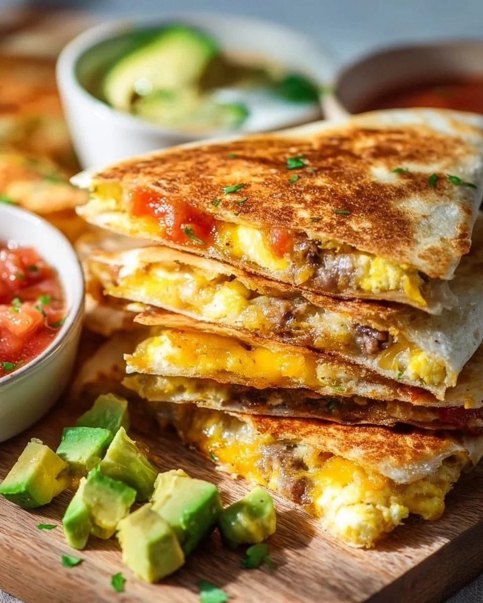 Sheet pan breakfast quesadillas filled with eggs, cheese, and veggies