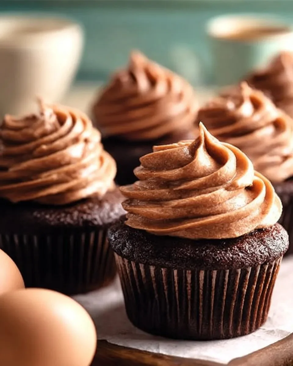 Delicious Ultimate Guinness Chocolate Cupcakes topped with creamy frosting