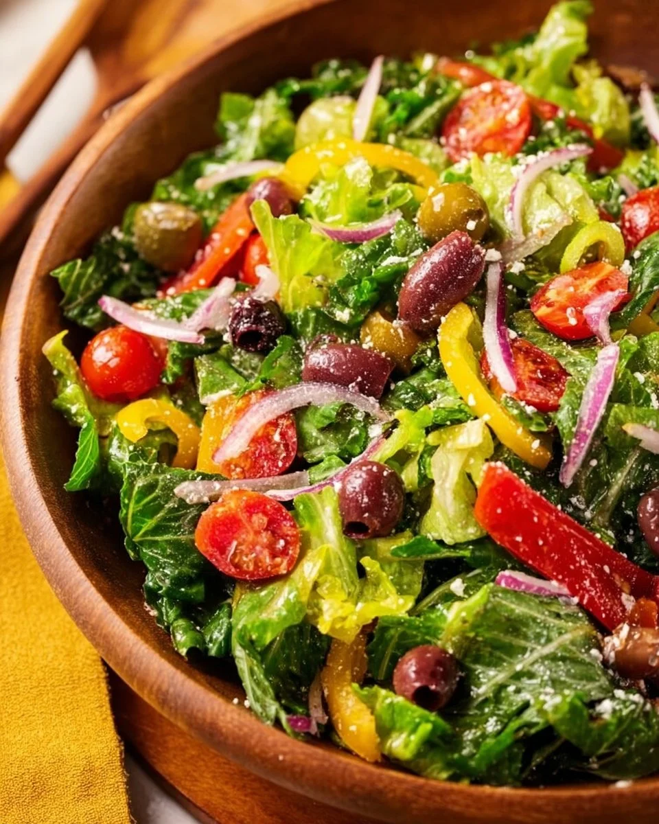 Classic Italian Salad with fresh vegetables and herbs