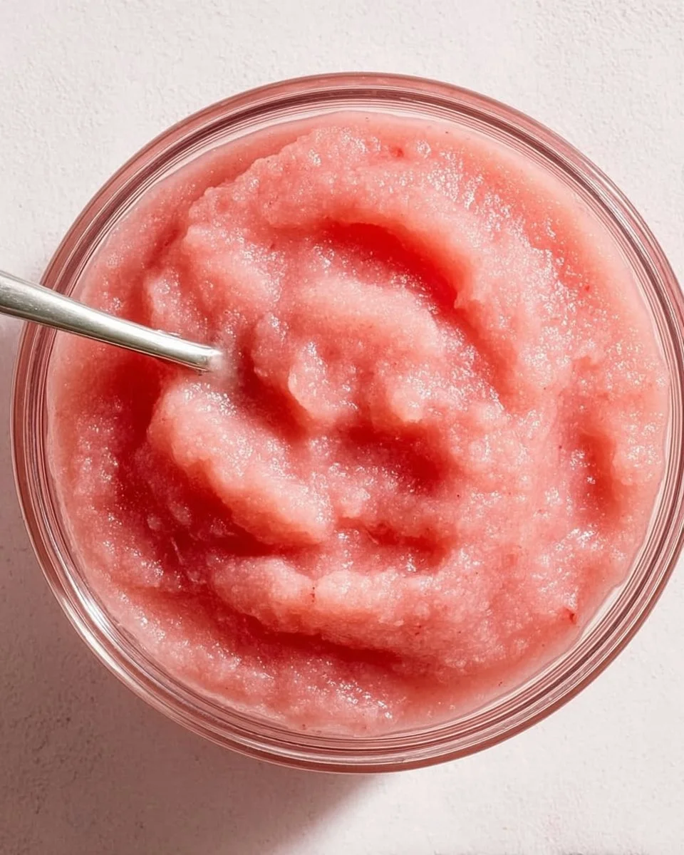 A bowl of flavorful rhubarb applesauce garnished with fresh rhubarb and apples
