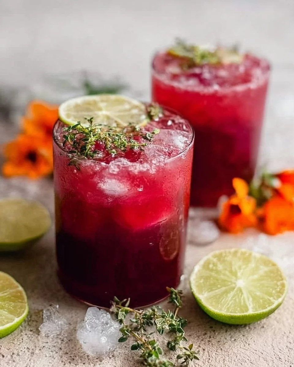 Refreshing Orange Hibiscus Mai Tai cocktail garnished with fruit