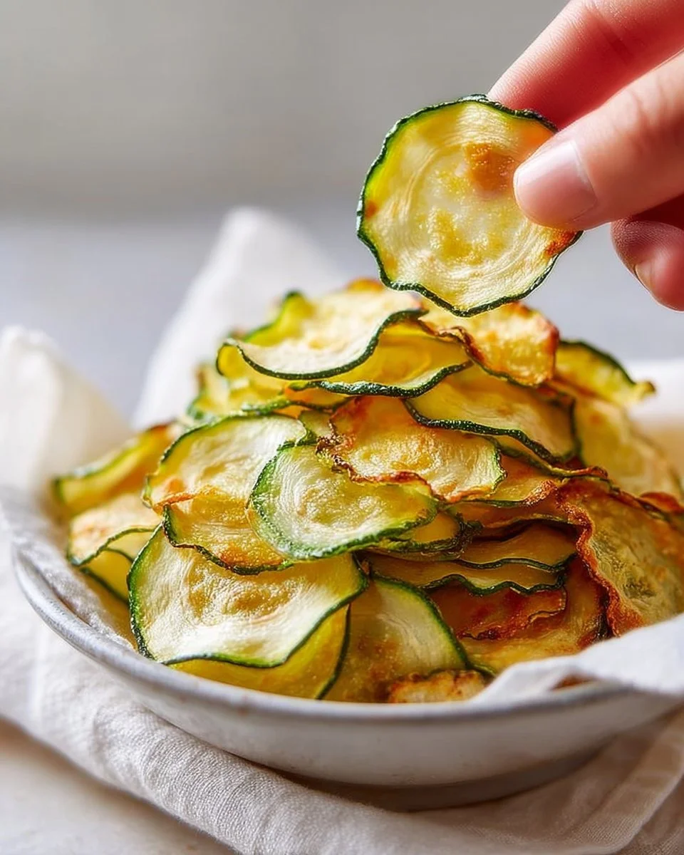 Crispy salt and vinegar zucchini chips ready to be enjoyed as a healthy snack