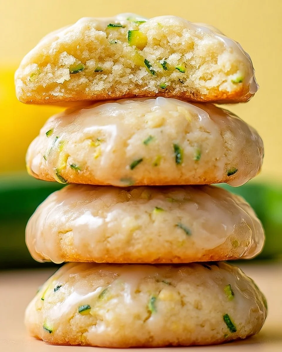 Soft-baked lemon zucchini cookies on a baking tray