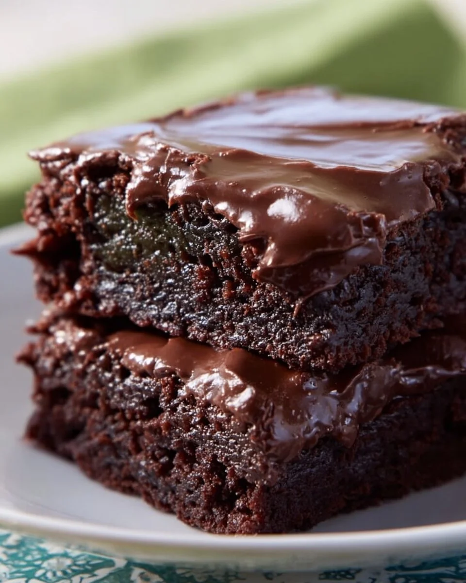 Delicious homemade zucchini brownies with chocolate and greens
