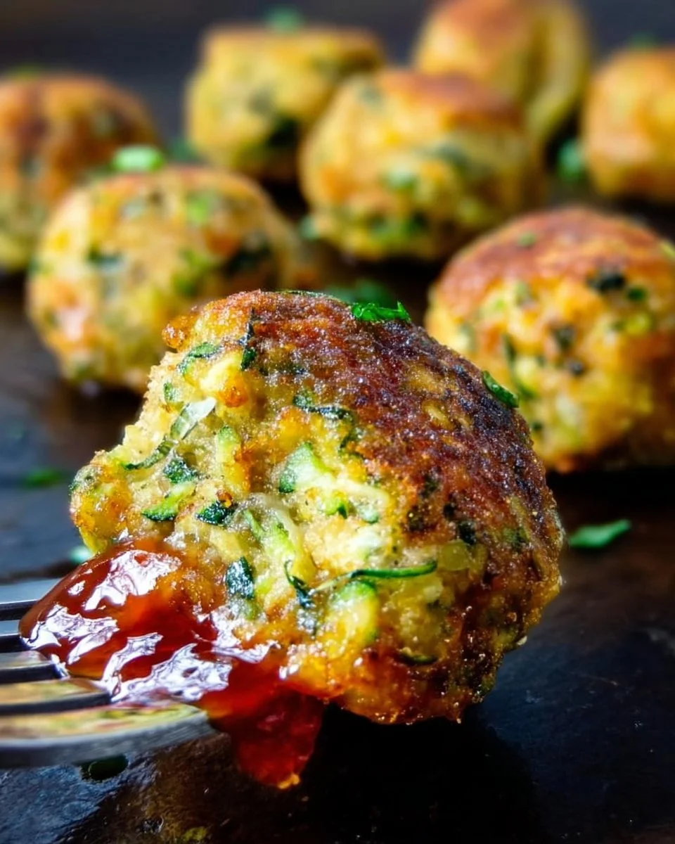 Plate of homemade zucchini garlic bites served with dipping sauce.