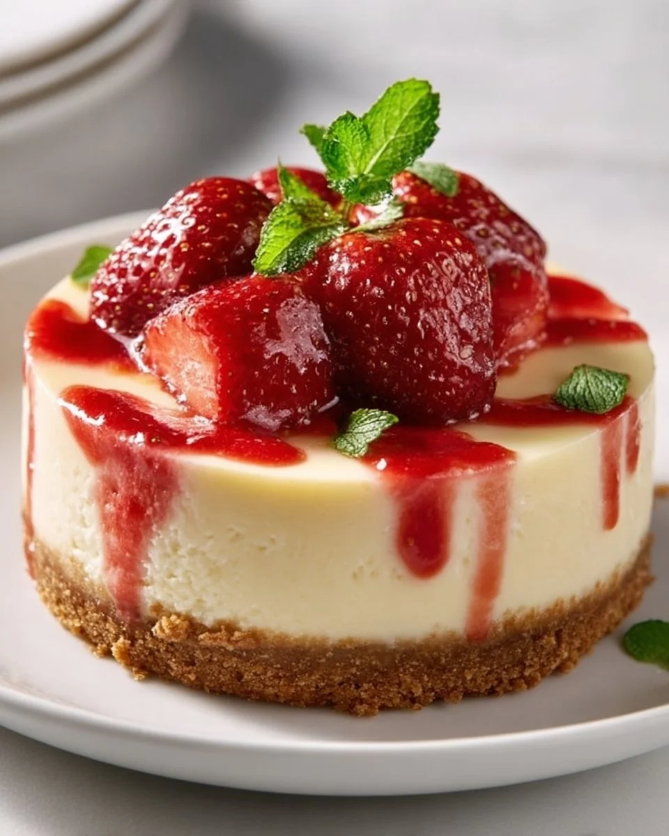 Beef-Crust Strawberry Cheesecake with rich cream and savory toppings