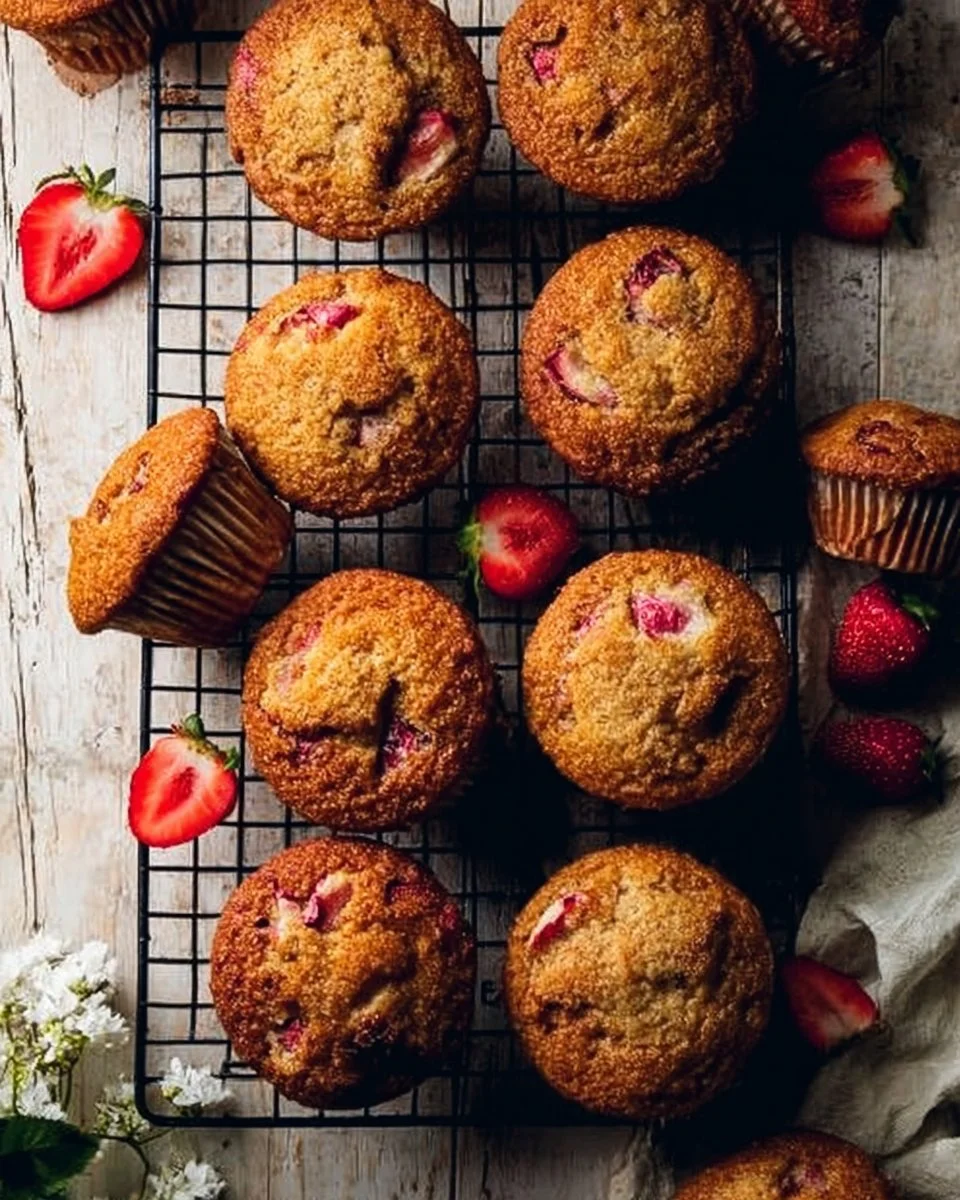 Delicious Caramel Strawberry Muffins fresh out of the oven