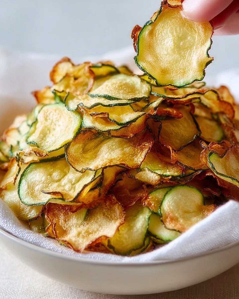 Crispy salt and vinegar zucchini chips on a plate