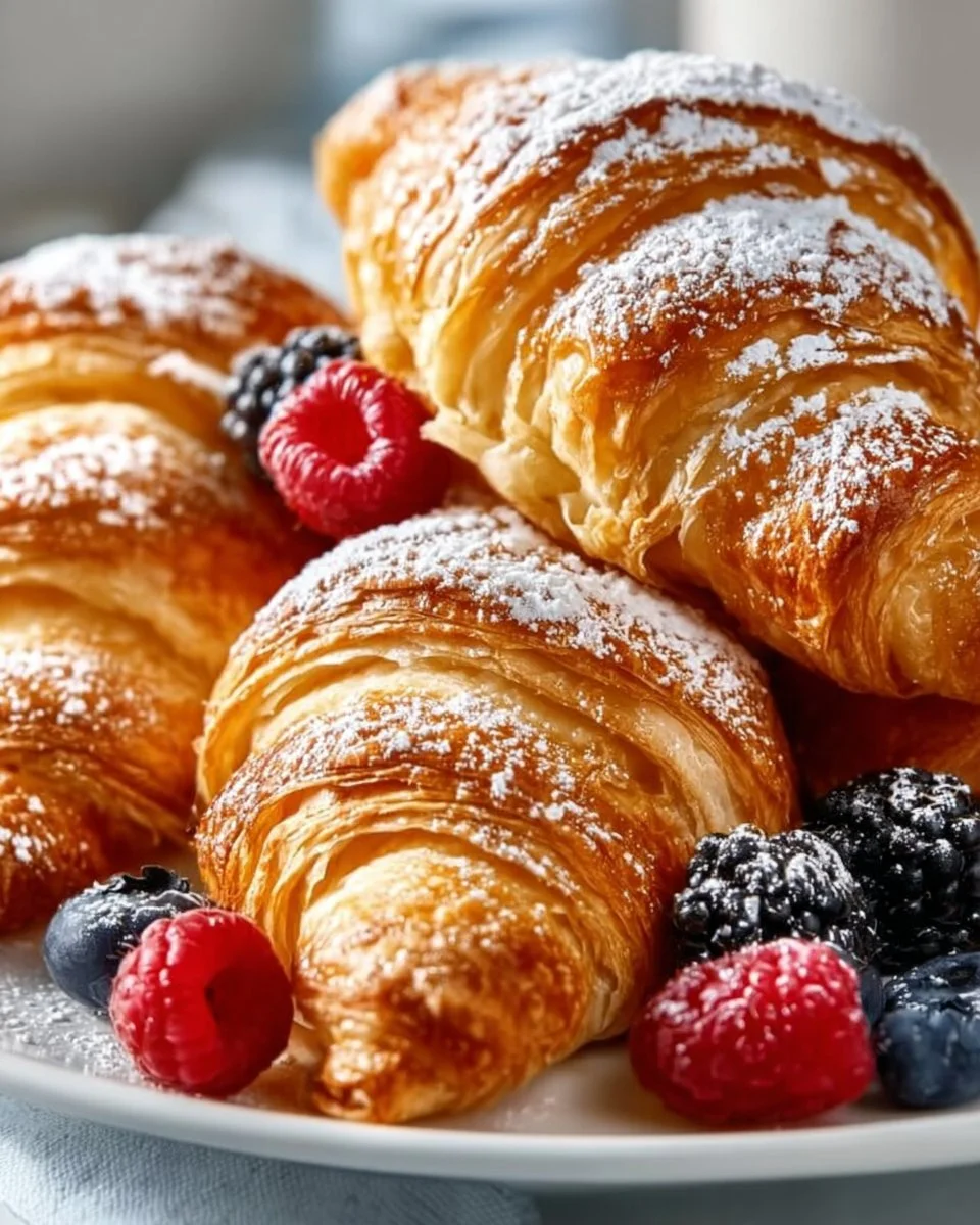 Delicious Croissant French Toast Casserole topped with syrup and berries