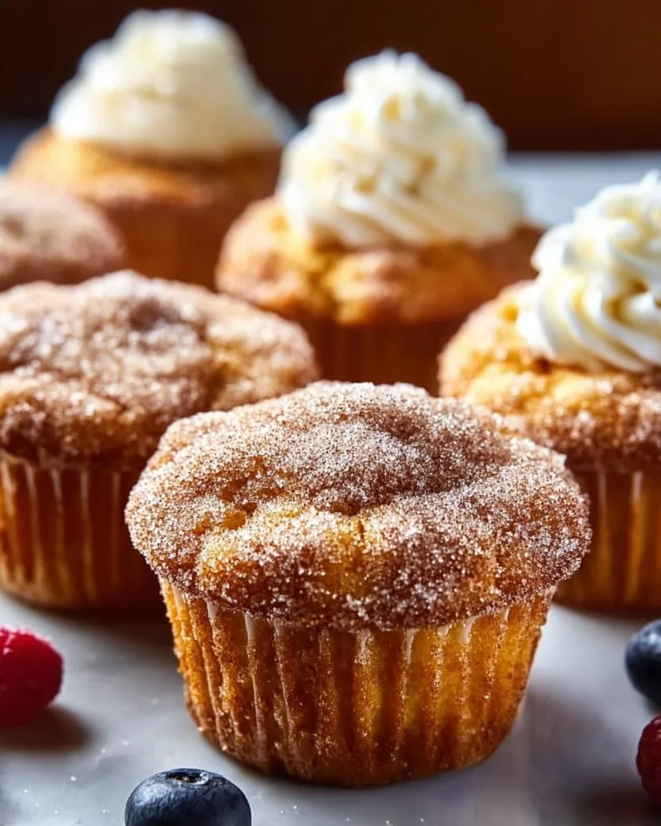 Freshly baked French Toast Muffins topped with syrup and powdered sugar
