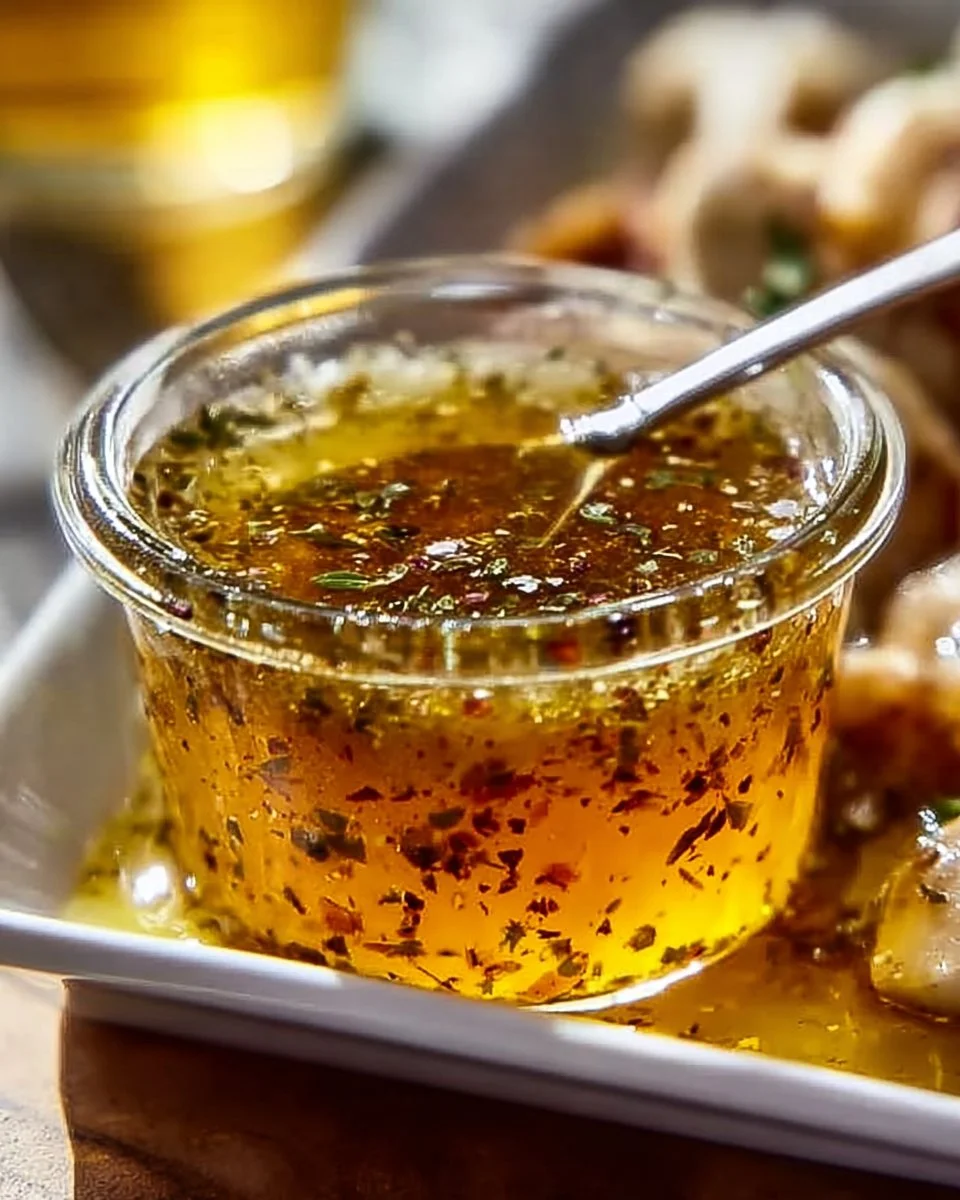 Homemade Garlic Herb Marinade with fresh herbs and garlic