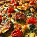 Delicious spinach and zucchini chickpea bake served in a dish