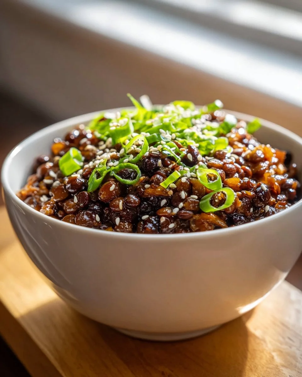 Delicious vegan Korean bulgogi made with lentils and spices